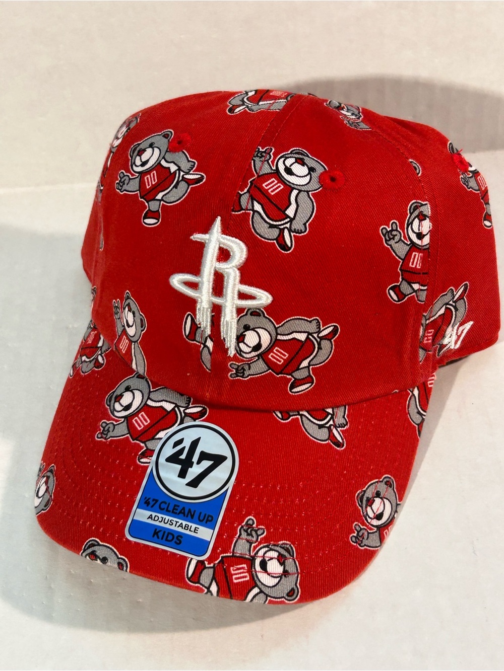 New '47 Clean Up Houston Rockets Clutch Mascot Strapback Hat Kids Youth Red NBA